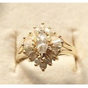 Estate 925 14kt vermeil diamond ring